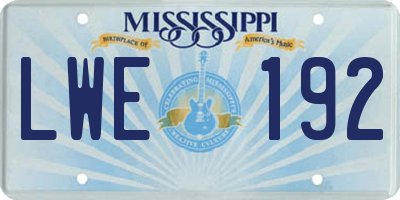 MS license plate LWE192
