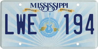 MS license plate LWE194