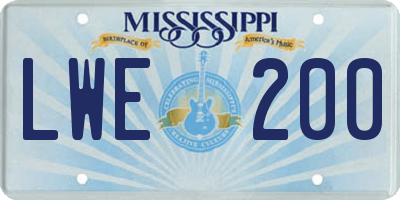 MS license plate LWE200