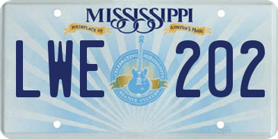 MS license plate LWE202