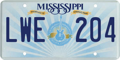 MS license plate LWE204