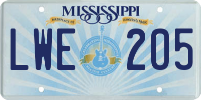 MS license plate LWE205