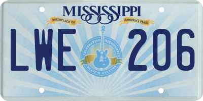 MS license plate LWE206
