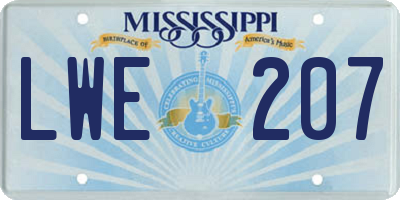 MS license plate LWE207