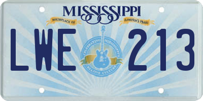 MS license plate LWE213