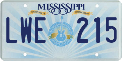 MS license plate LWE215