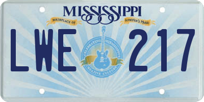 MS license plate LWE217
