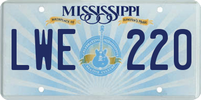 MS license plate LWE220