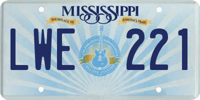 MS license plate LWE221