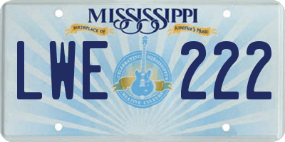 MS license plate LWE222