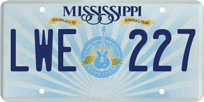 MS license plate LWE227