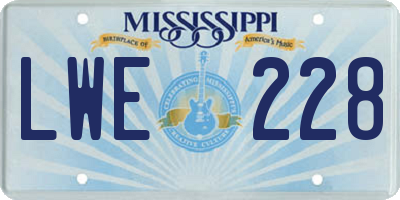 MS license plate LWE228