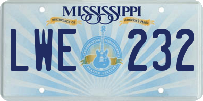 MS license plate LWE232