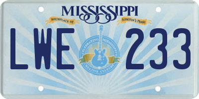 MS license plate LWE233