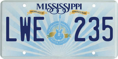 MS license plate LWE235