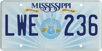 MS license plate LWE236