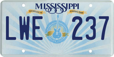 MS license plate LWE237