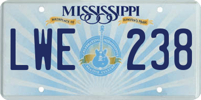 MS license plate LWE238