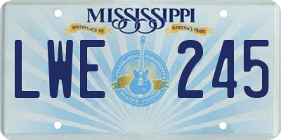 MS license plate LWE245