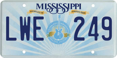MS license plate LWE249