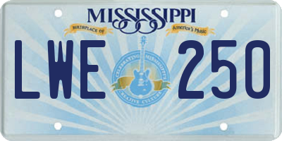 MS license plate LWE250