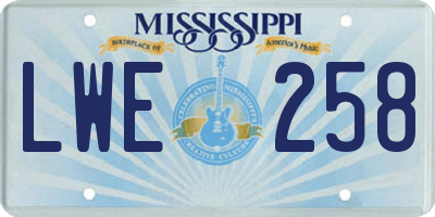 MS license plate LWE258