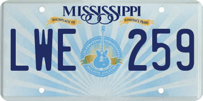 MS license plate LWE259