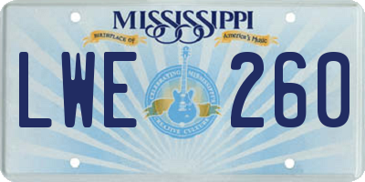 MS license plate LWE260