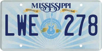 MS license plate LWE278