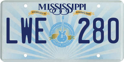 MS license plate LWE280