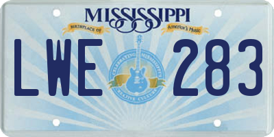 MS license plate LWE283