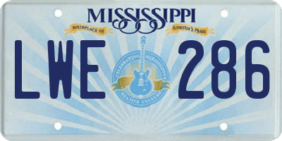 MS license plate LWE286