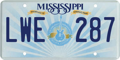 MS license plate LWE287