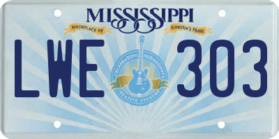 MS license plate LWE303