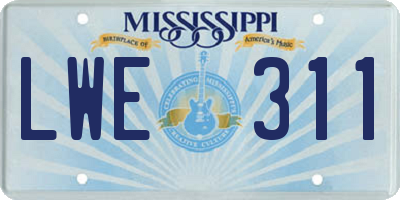MS license plate LWE311