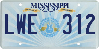 MS license plate LWE312