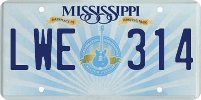 MS license plate LWE314