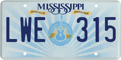 MS license plate LWE315