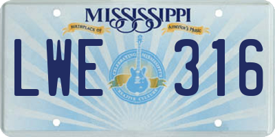 MS license plate LWE316