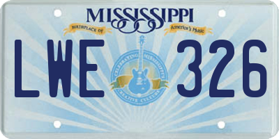 MS license plate LWE326
