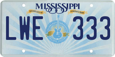 MS license plate LWE333
