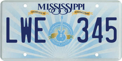 MS license plate LWE345