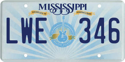 MS license plate LWE346
