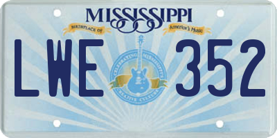 MS license plate LWE352