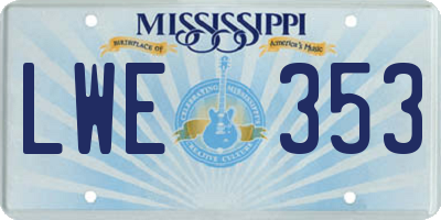 MS license plate LWE353