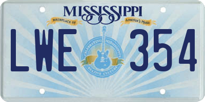 MS license plate LWE354