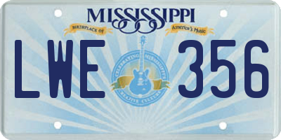 MS license plate LWE356