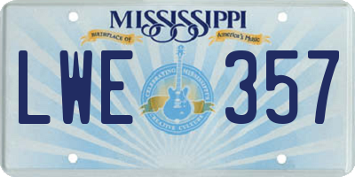 MS license plate LWE357