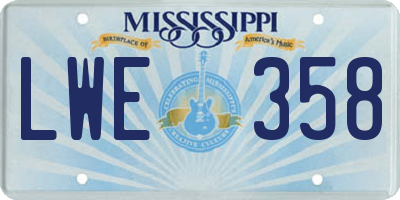 MS license plate LWE358