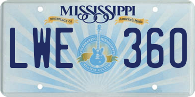 MS license plate LWE360